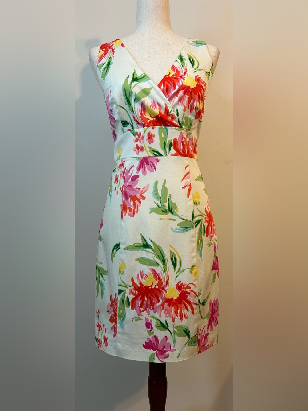 NWT Tommy Hilfiger White Floral Fit & Flare Dress Size 8 Garden Party